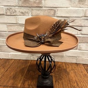 Rancher, hat, and caramel color adjustable great for fall